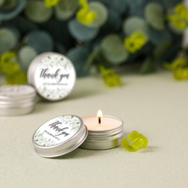 MTLEE 50 Pcs Wedding Candles Gift Wedding Favors for Guests 1 Oz Lavender Scented Soy Wax Candle Aromatherapy Candle Favors for Bridal Shower Rustic Wedding Party Guests(Green Leaves)