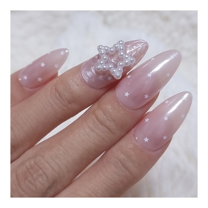 Angel Pink Handmade Nail Tips Satin Transparent Gloss - Point