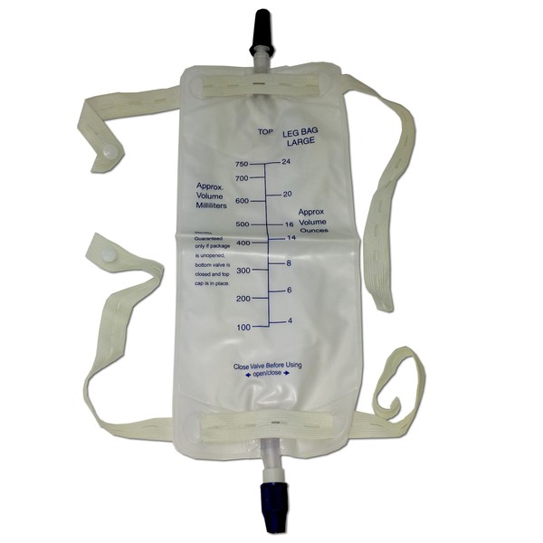 3 Pcs. Urinary Urine Leg Bag 750 Cc Anti Reflux Valve with Straps Sterile, New