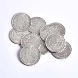 SUMAG Metal Magic Coins Steel Morgan Dollar Coin Magic Trick (3.8cm Dia) Copy Coin Magic Props Accessories Magic Appearing/Disappearing Magic Illusion (5 Pcs)