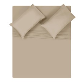 MyOwn California King Sheet Sets - Double Brushed Microfiber Bedding Sets, 4 Piece Deep Pocket Bed Sheets Sets - Ultra Soft, Easy-Fit, Wrinkle Free, Quick Dry, Easy Care California King Sheets - Taupe