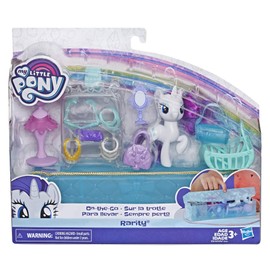 My Little Pony Toy On-The-Go Rarity - White 3-Inch Pony Figure with 14 Accessories and Storage Case, Kids Ages 3 Years Old and Up