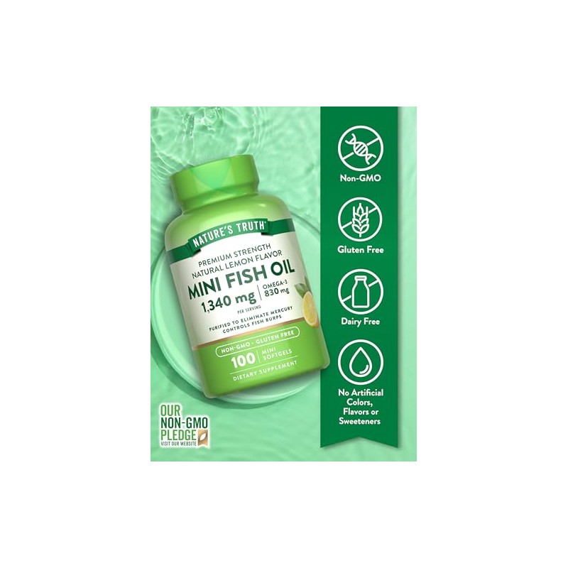 Natures Truth Mini Fish Oil Omega 3 Lemon Flavor 100
