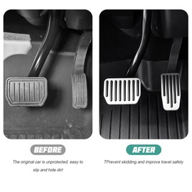 HZEL Car Foot Pedal Pads Set, 2PCS Aluminum Vehicle Accelerator Pedal Covers, Non Slip Performance Automotive Brake Foot Rest Pedal Extenders Replacement Compatible with Model 3 Model Y(Silver)