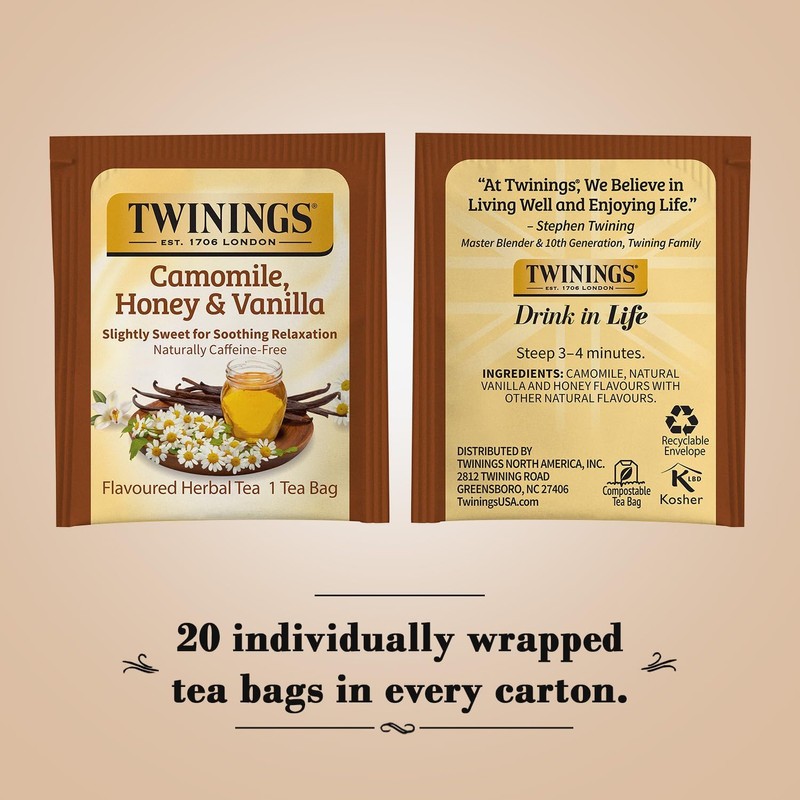 Twining Camomile, Honey & Vanilla - Caffeine Free 20 Count