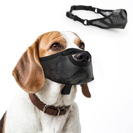 Dog Muzzle for Small Medium Large Sized Dogs,Breathable Air Mesh Basket Muzzle for Dogs Allows Panting and Drinking,Soft Dog Muzzle with Adjustable Strap to Prevent Biting Barking and Licking-Black,S