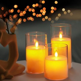 Portavelas de Vidrio Transparente con luz de té, 3PCS portavelas clásico para velas flotantes, Ideal para centros de mesa para el hogar, despedida de soltera, cumpleaños, Navidad, boda y Uso Diario
