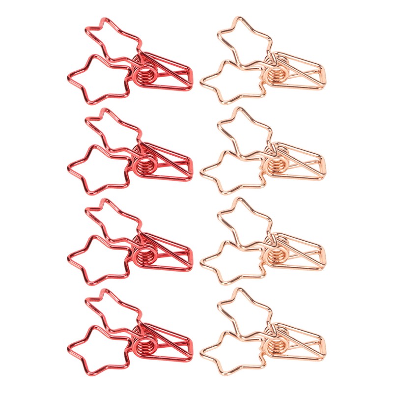 100 Pcs Binder Clips Hollow Cute Star Shape Sturdy Metal