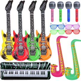DUGEHO Rock Star Musical Instrument Balloons, Guitar Saxophone Microphone Glasses Balloons Musical Instruments Accessories, Party Supplies Favors Decorations Accessories Birthday