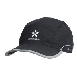 ZZEWINTRAVELER UPF50+ Running Cap Polyester Quick Dry Reflective Sports Hat Adjustable Fit 6-7/8~7-1/2 for Unisex (Black, Foldable)
