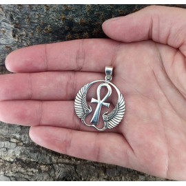 Kiss of Leather Ankh Pendant 925 Sterling Silver No. 409, Sterling Silver