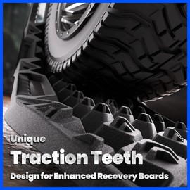 Tyger Auto Topo Off-Road Recovery Boards | Jack Lift Compatible | Extra Wide | Emergency Rescue on Mud, Snow, Sand for Trucks SUV | Tire Wheel Traction Mat Ramp Pads | Pair Set | Black | TG-RD2U22238