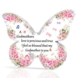 SDOFY Gifts for Godmother Godmother Birthday Gifts Christmas Mothers Day Godmother Presents Butterfly-Shaped Acrylic Plaque Godmother Gifts