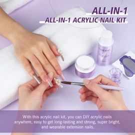 Saviland Acrylic Nail Kit – 30g Clear Acrylic Powder and Liquid Set 60ml Acrylic Liquid with Acrylic Brush Nail Forms Tools Set Extension Nails Starter Kit for Home DIY Acrylic Nails Application