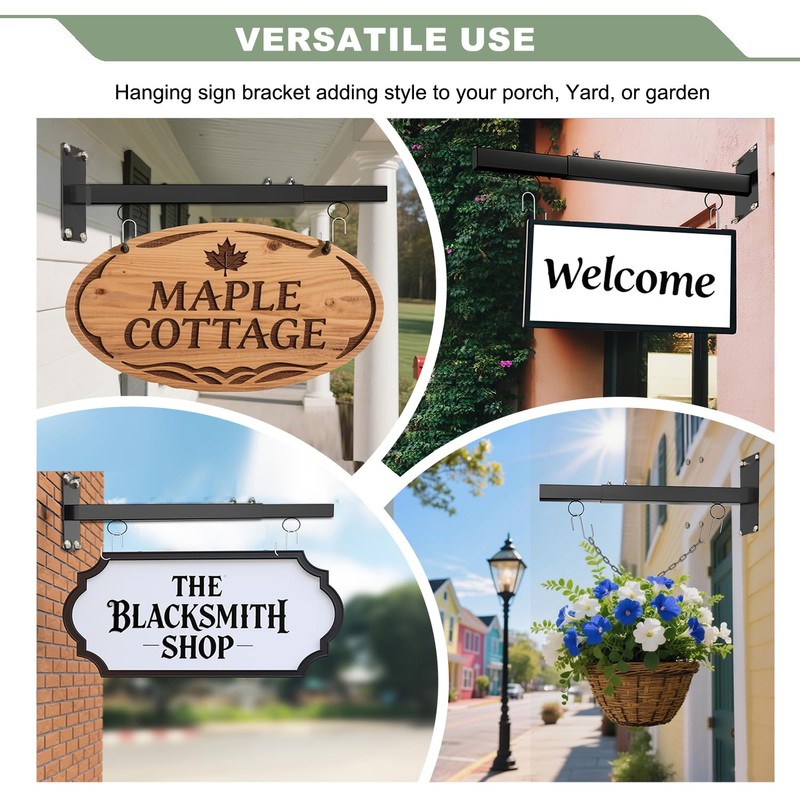 Katywixu 20"-28" Scalable Hanging Sign Bracket, Sign Brackets Hanging Sign