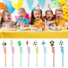Tibapla 16 Pcs Soccer Themed Straws, 25cm Curly Drinking Straws