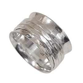 Spinner Ring Silver For Women Girls, 925 Sterling Silver Spinner Ring, Spin Ring, Three Tone Fidget Band Spinner Ring, Classic Hammered Meditaion Spinner Ring, Christmas Spinner Ring Size us 6