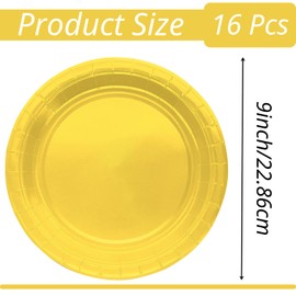 16Pcs Yellow Party Paper Plates 9 inch,Solid Yellow Party Tableware Decor Yellow Paper Plate Yellow Plates for Kids Adults Yellow Easter Birthday Party Supplies Table Decorations