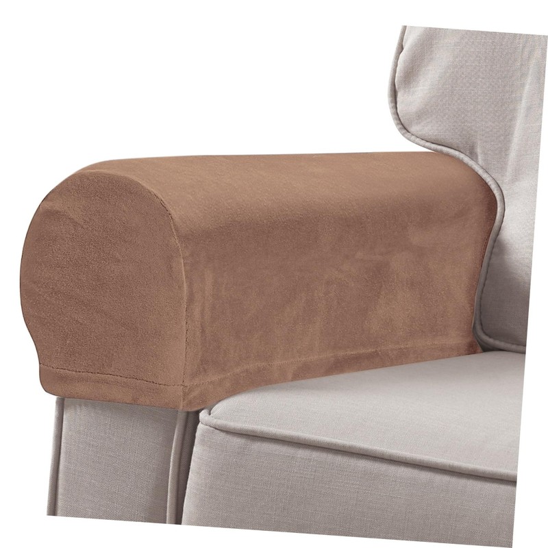 Zerodeko 2Pcs Elastic Sofa Armrest Cover Khaki Protector for Couch