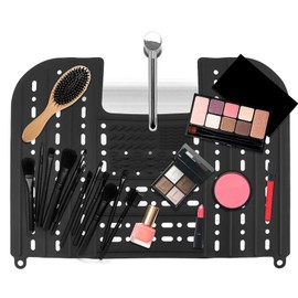 PUXING Bathroom Sink Cover for Counter Space Bathroom Sink Top Foldable Sink Cover Heat Resistant Silicone Mat & Over Sink Makeup Mat Bathroom Space Sink Cover for Makeup(Color:Black)