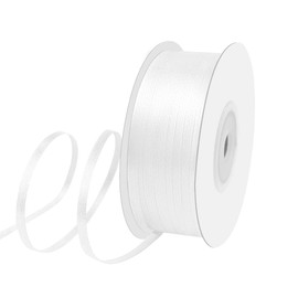 Isaspire 1/8" Width x 100 Yards Satin Ribbon, Thin White Ribbon Perfect for DIY Craft, Bows, Gift Wrapping, Flower Bouquet, Valentine's Day, Christmas and Party Decoration