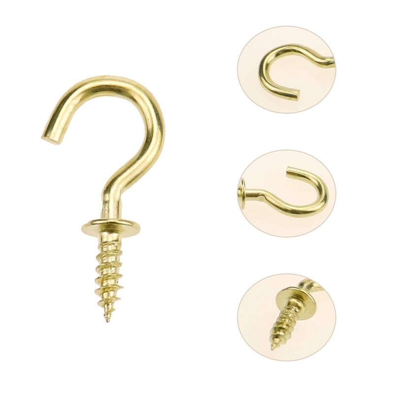 Kukiwhy 200pcs 1/2" Gold Brass Cup Hooks, Modern Decor, Ceiling