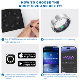 SEEKZERO Smart Ring for Women Men-Size First Before You Buy, No APP Subscription,7-10 Days of Use,Sleep|Activity|Stress|Heart Rate Tracker, Compatible with iOS and Android (Silver, 11)