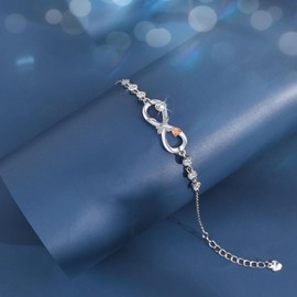 BOCHOI Women's Silver Tennis Bracelet Infinity Zirconia Tennis Bracelet Women's Gift for Christmas Mother's Day Birthday Anniversary Gift for Her Girlfriend