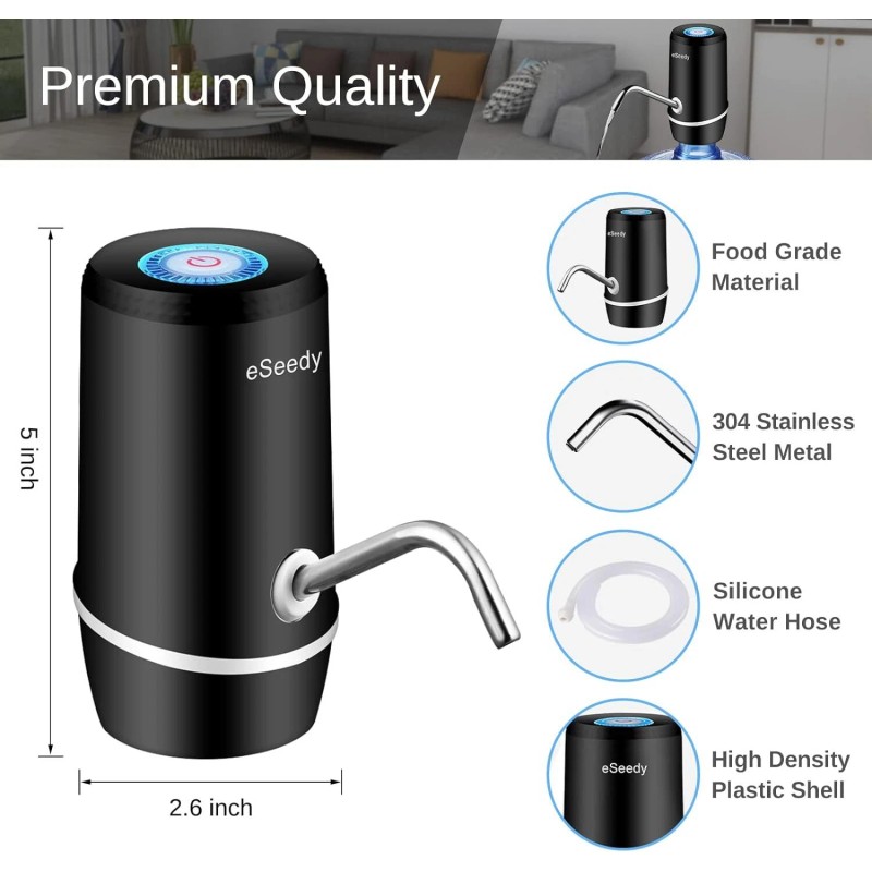 eSeedy USB Water Pump for 5 Gallon Bottle – Portable