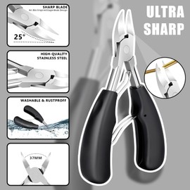 CIRULLI 10 Pcs Maniküre set,Nagelschere Set mit Nagelknipser,Nagelzange,Edelstahl Maniküre pediküre set für Dicke,Eingewachsene Fußnägel,Schwarze Nagelschere für Senioren,Männer,Frauen