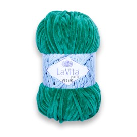 LaVita Yarn VELUR Hand Knitting Yarn, Wool 5-Pieces Pack, 100% Micro Polyester Yarn, 1 Ball 100 gr, 120 mt (8122-Bamboo Green)