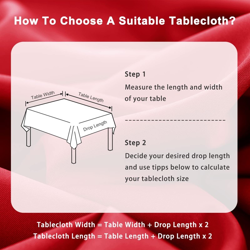 DWCN Wipe Clean Tablecloth Red Table Cloth Outdoor Table Cloth