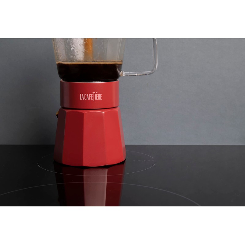 La Cafetière Verona Red Glass Espresso Maker, 6 Cups, Gift