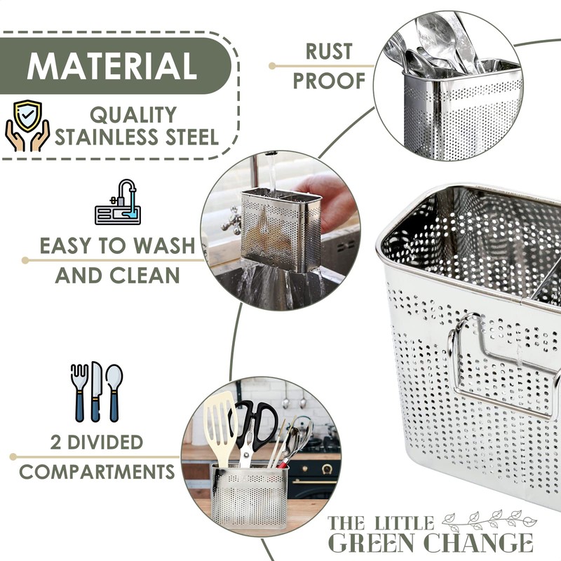 Kitchen Utensils Chopsticks Holder Drying Rack Basket with Hooks 2