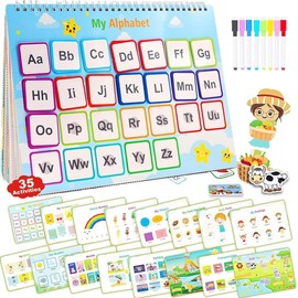 Busy Book Montessori Preschool Learning Activity for Toddlers - 32 and 35 Themes Alphabets,SpringTok Educational Gifts,Travel Essentials Toy:_32 Themes Busy Book