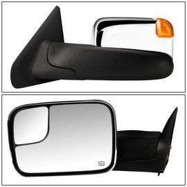 DNA Motoring TWM-012-T999-CH-AM Adjustable Powered Heated Towing Mirrors W/LED Turn Signal Compatible With 02-08 Ram 1500/03-09 Ram 2500 3500