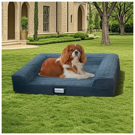 BALANCE Orthopedic Dog Bed, Egg Crate Foam Dog Couch for Pet Sleeping, Pet Sofa with Removable Washable Cover & Waterproof Lining, Comfy Dogs Bed for Small Dogs, Blue