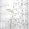 Tollpiz Grey Leaf Sheer Curtain Leaves Embroidered Bedroom Short Curtains