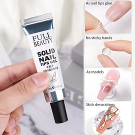Brtavizvy Transparent Solid Nail Glue for Press Ons, Acrylic & Fake Nails, 20g Quick-Dry Strong Adhesive Soft Gel X Nail Glue, Gel Nail Polish- Long-Lasting Beauty Nail Supplies Uv Lamp Curing