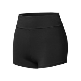 STARJJ Womens Stretchy Fold Over Elastic Waist Cotton Yoga Short Pants, Jbt001_black, Large