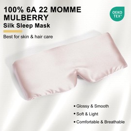 ZIMASILK 100% 22 Momme Mulberry Silk Sleep Mask, Full Coverage Eye Masks for Sleep Softest & Breathable Eye Covers for Sleeping for Women Total Blackout (Pink)