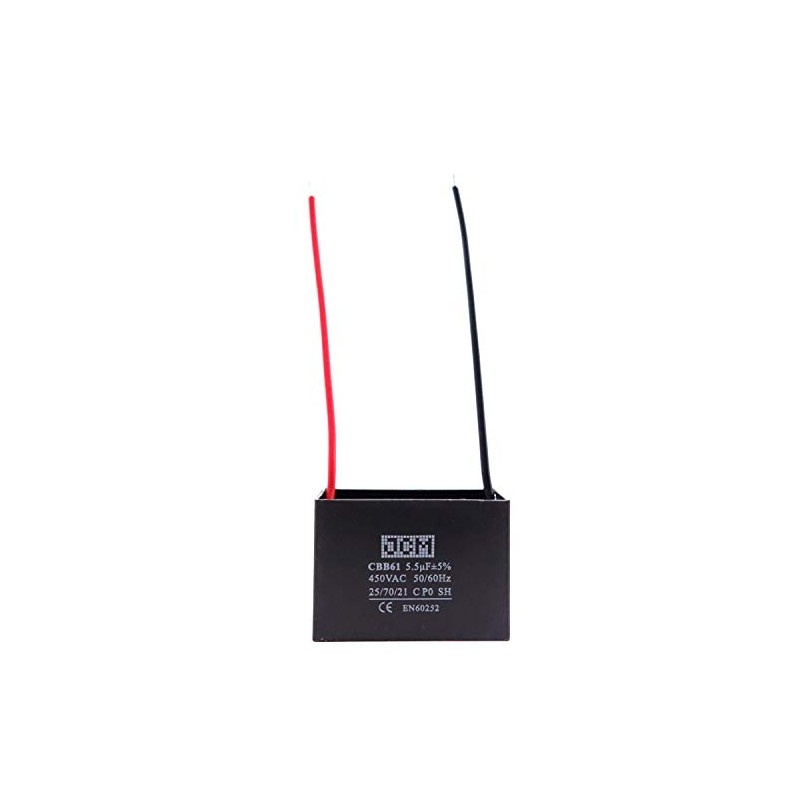 JCM 2 Wire Ceiling Fan Capacitor 5.5uF 450VAC CBB61