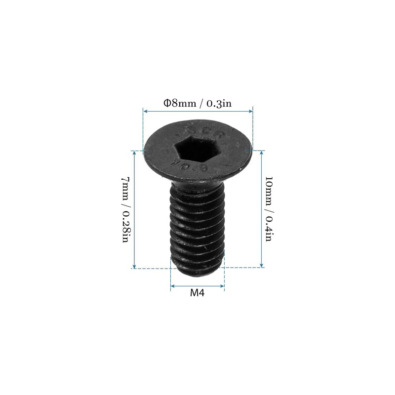 QUARKZMAN M4 x 10 mm Hex Socket Flat Head Countersunk