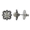 Isaac Kieran Rhodium Finish Faux Pearls and Crystals Stud Earrings