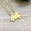 Gold Interlocking Jigsaw Puzzle Piece Necklace Set for 2