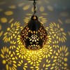 Hanging Solar Light Bronze Iron Metal Hollow Pattern Outdoor Lawn