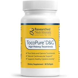 Researched Nutritionals TocoPure D&G - Vitamina E Tocotrienoles - Suplemento antioxidante para apoyar el metabolismo celular y lipídico y la salud cardíaca - Complejo de tocotrienoles gamma y delta