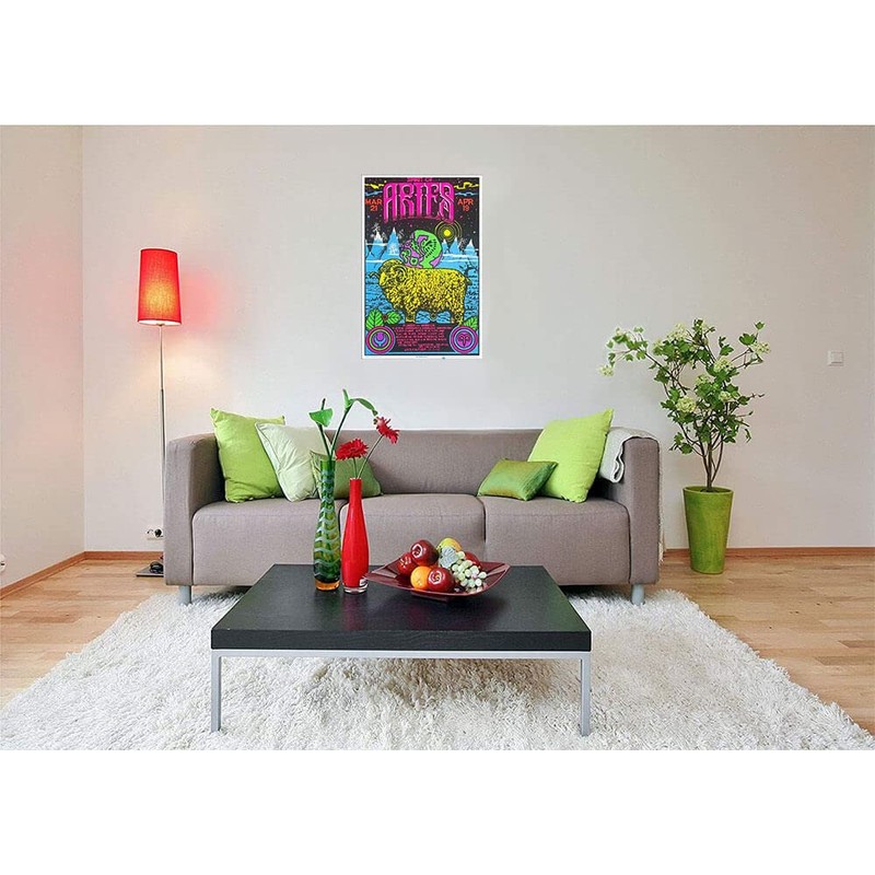 Aries Zodiac Sign - Flocked - Blacklight Poster - 23"