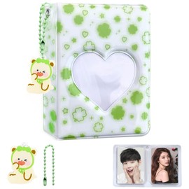 Kpop Photocard Binder, 3 Inch Kpop Photocard Holder Mini Photo Kpop Album, Love Heart Hollow Kpop Binder Collector Book 40 Pockets Photo Card Binder Holder with Lovely Pendant for Photo Collection
