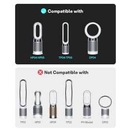 Leemone 2 Pack TP04 HP04 DP04 Filter Replacement Compatible with Dyson TP04 HP04 DP04 TP05 DP05 Air Purifier, 360° Combi Glass Filter & Activated Carbon Filter, Black